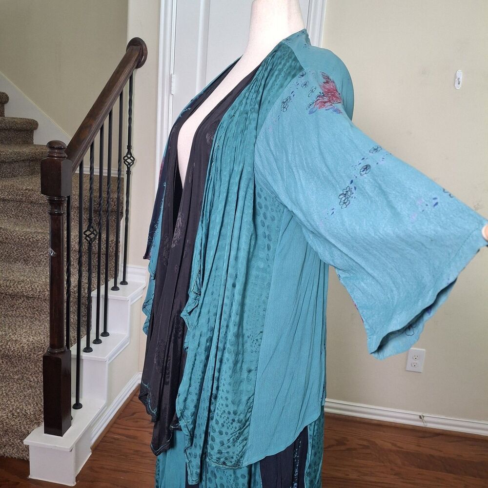 Tienda Ho Lagenlook Skirt Kimono Jacket 2PC Set Patchwork Ruffle Witchy Boho XL - Picture 5 of 16